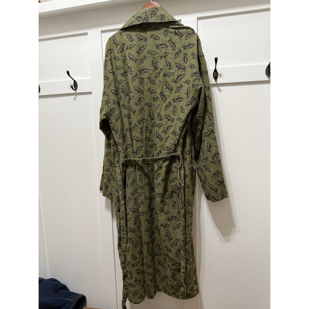 Joe Boxer Mens Elk Robe Long Sleeve Pockets Tie Cotton Flannel Cabincore Cottage - Picture 8 of 13